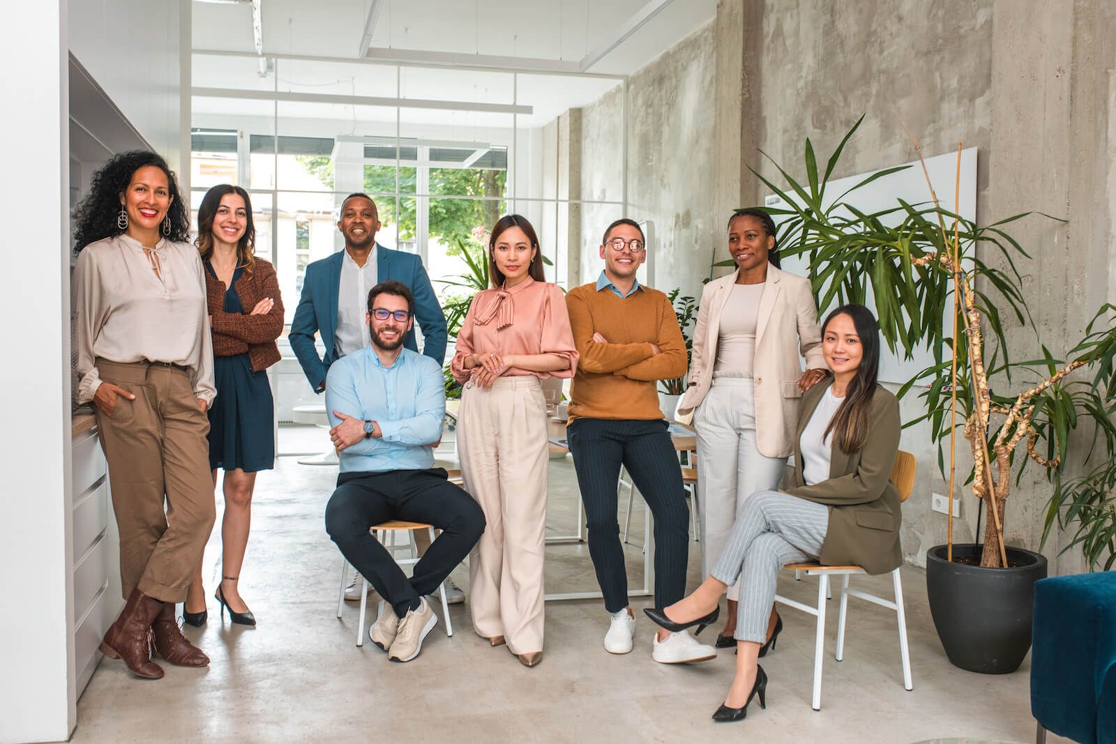 A professional property services team working together in a modern office